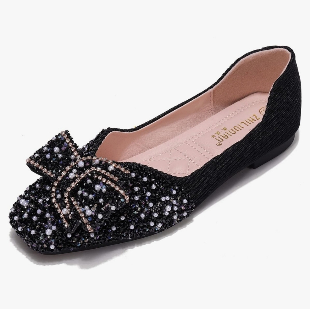 Women's Rhinestone Flats Size 10, like slippers. New, never worn